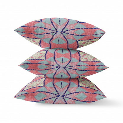 Red Blue Cosmic Circle Boho Suede Pillow