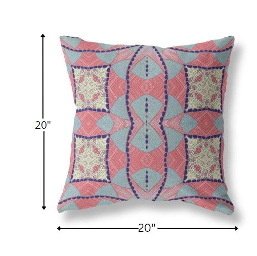 Red Blue Cosmic Circle Boho Suede Pillow