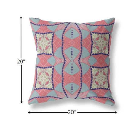 Red Blue Cosmic Circle Boho Suede Pillow