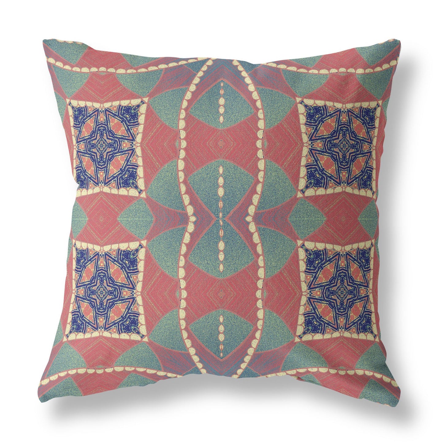 Red Green Cosmic Circle Boho Suede Pillow