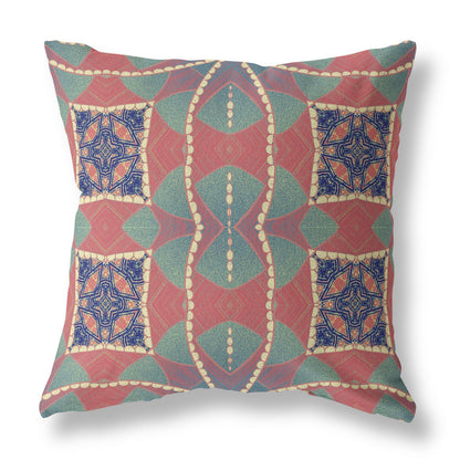 Red Green Cosmic Circle Boho Suede Pillow