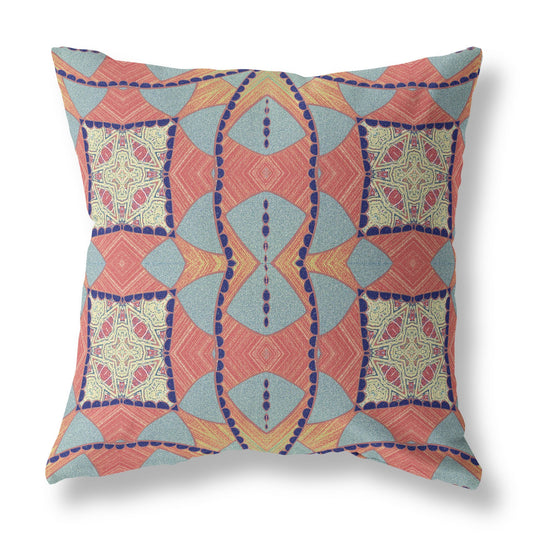 Red Indigo Cosmic Circle Boho Suede Pillow