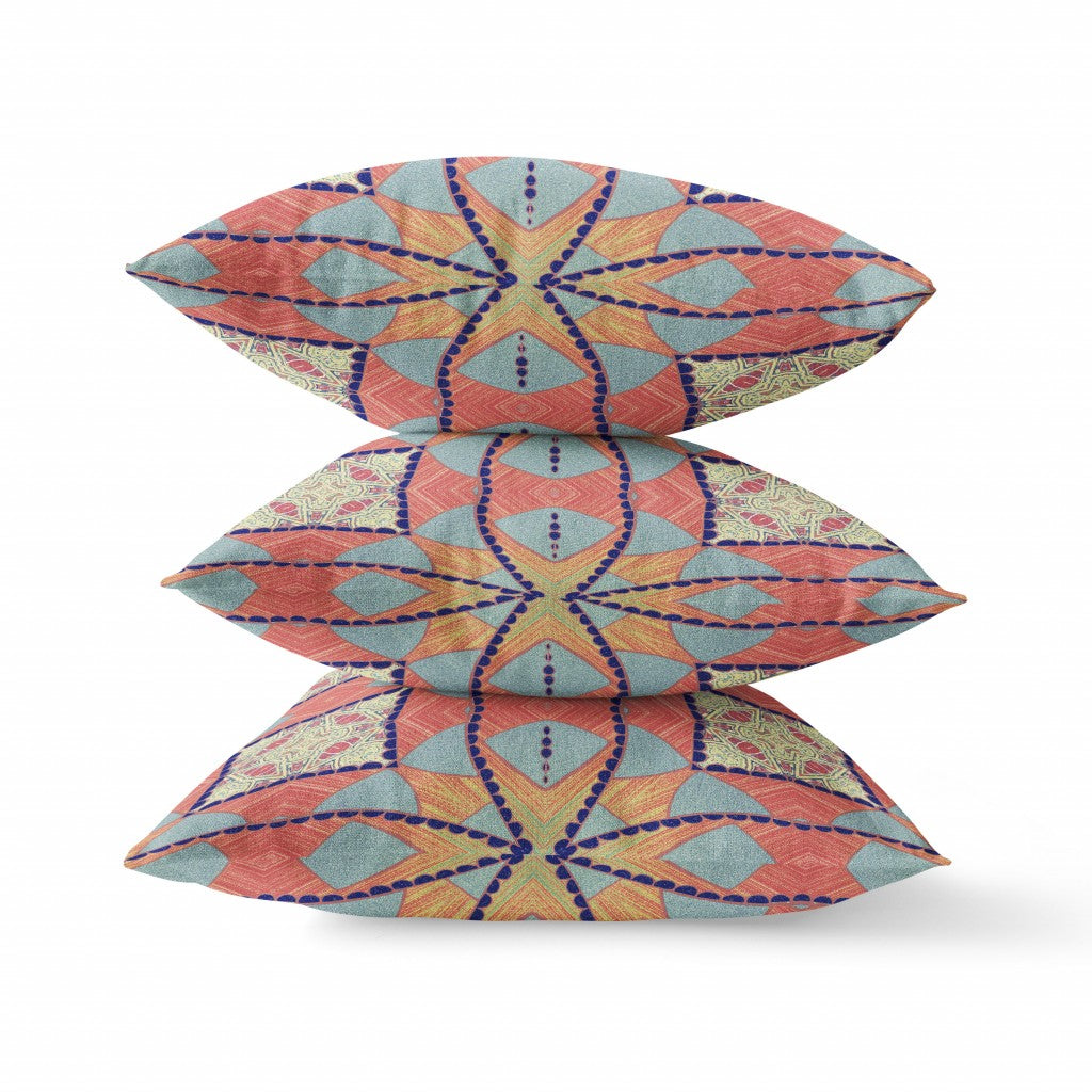 Red Indigo Cosmic Circle Boho Suede Pillow