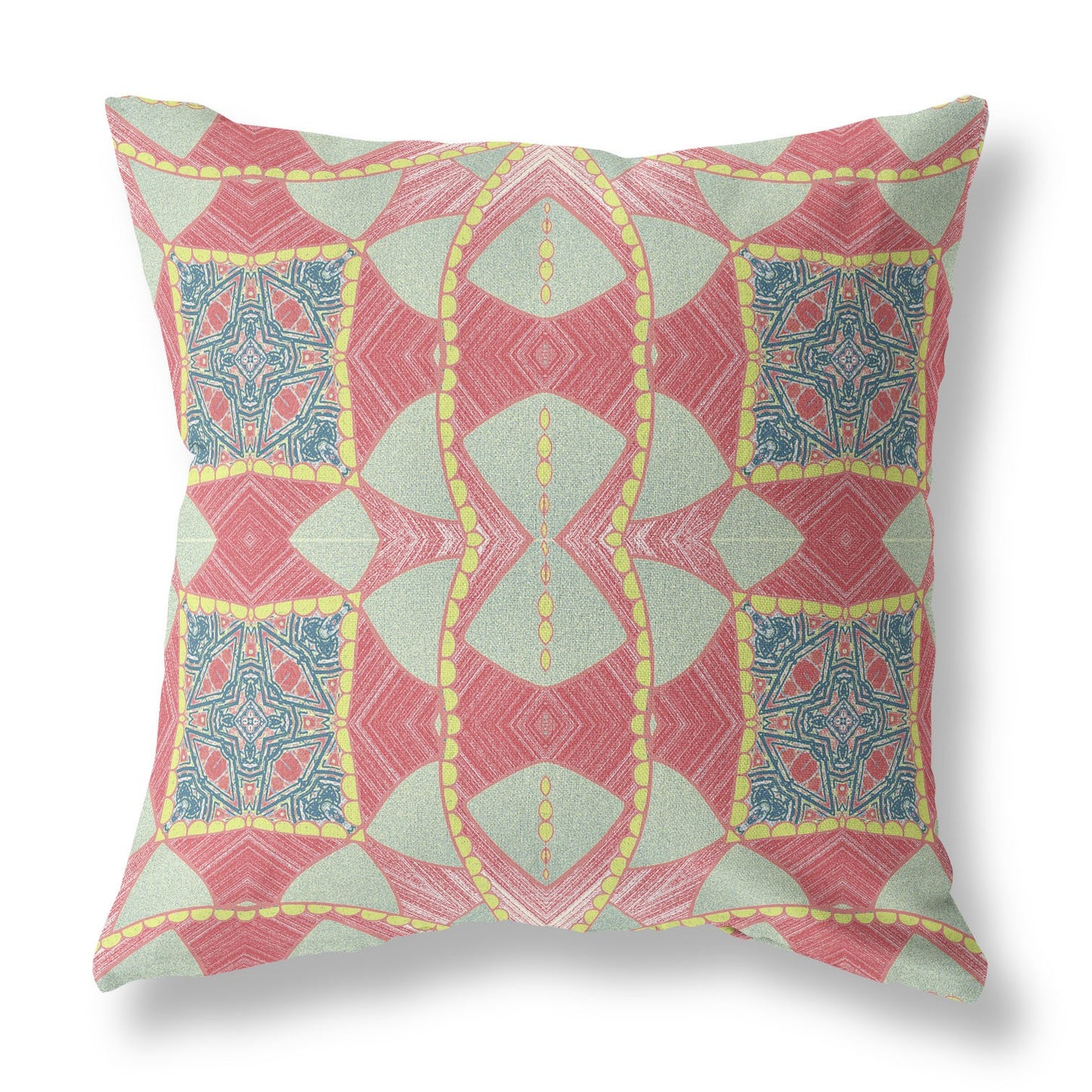 Red Yellow Cosmic Circle Boho Suede Pillow
