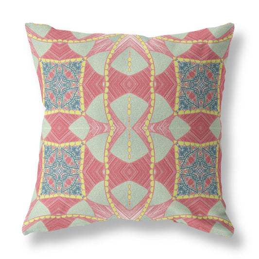 Red Yellow Cosmic Circle Boho Suede Pillow