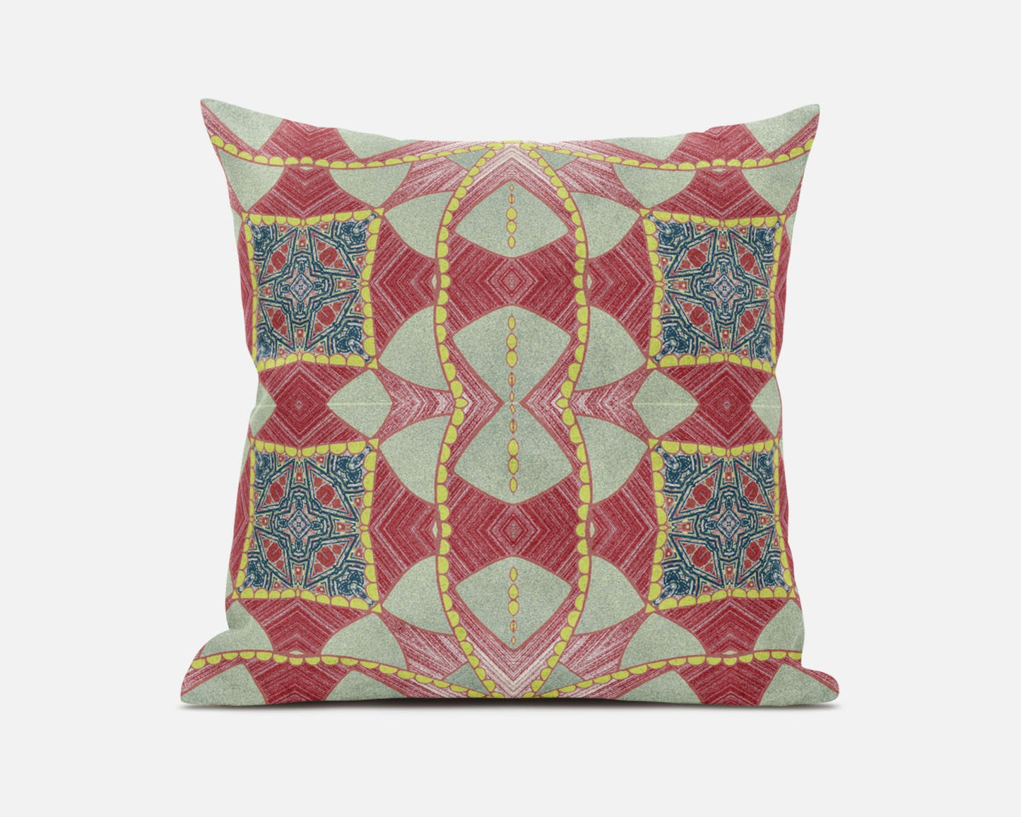 Red Yellow Cosmic Circle Boho Suede Pillow