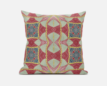 Red Yellow Cosmic Circle Boho Suede Pillow