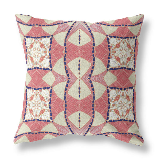 Red White Cosmic Circle Boho Suede Pillow