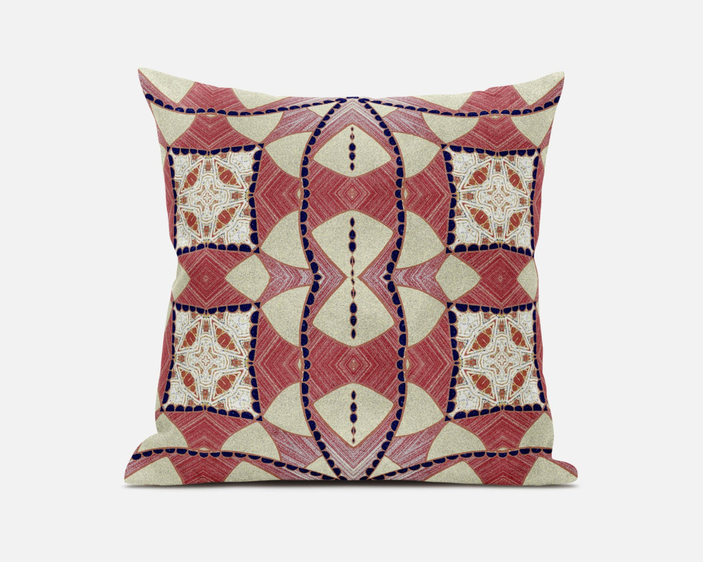 Red White Cosmic Circle Boho Suede Pillow