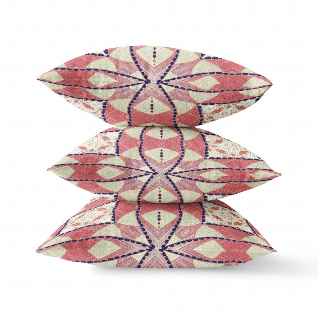 Red White Cosmic Circle Boho Suede Pillow