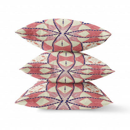 Red White Cosmic Circle Boho Suede Pillow