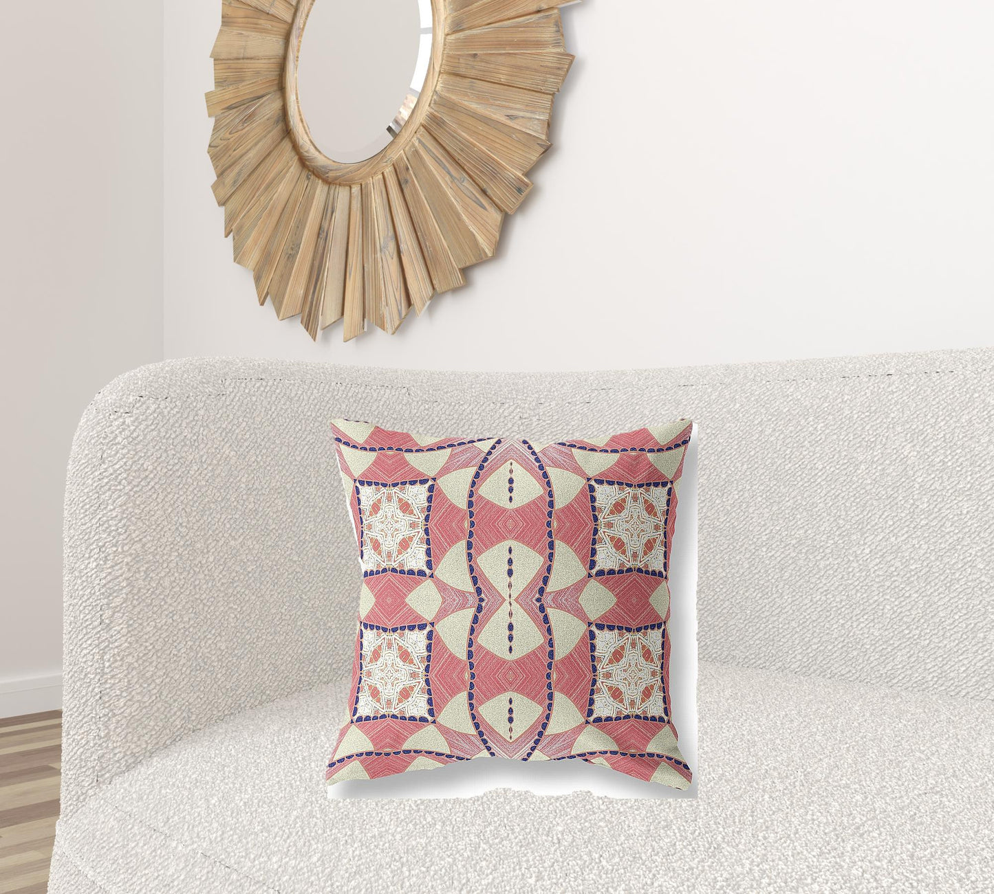 Red White Cosmic Circle Boho Suede Pillow