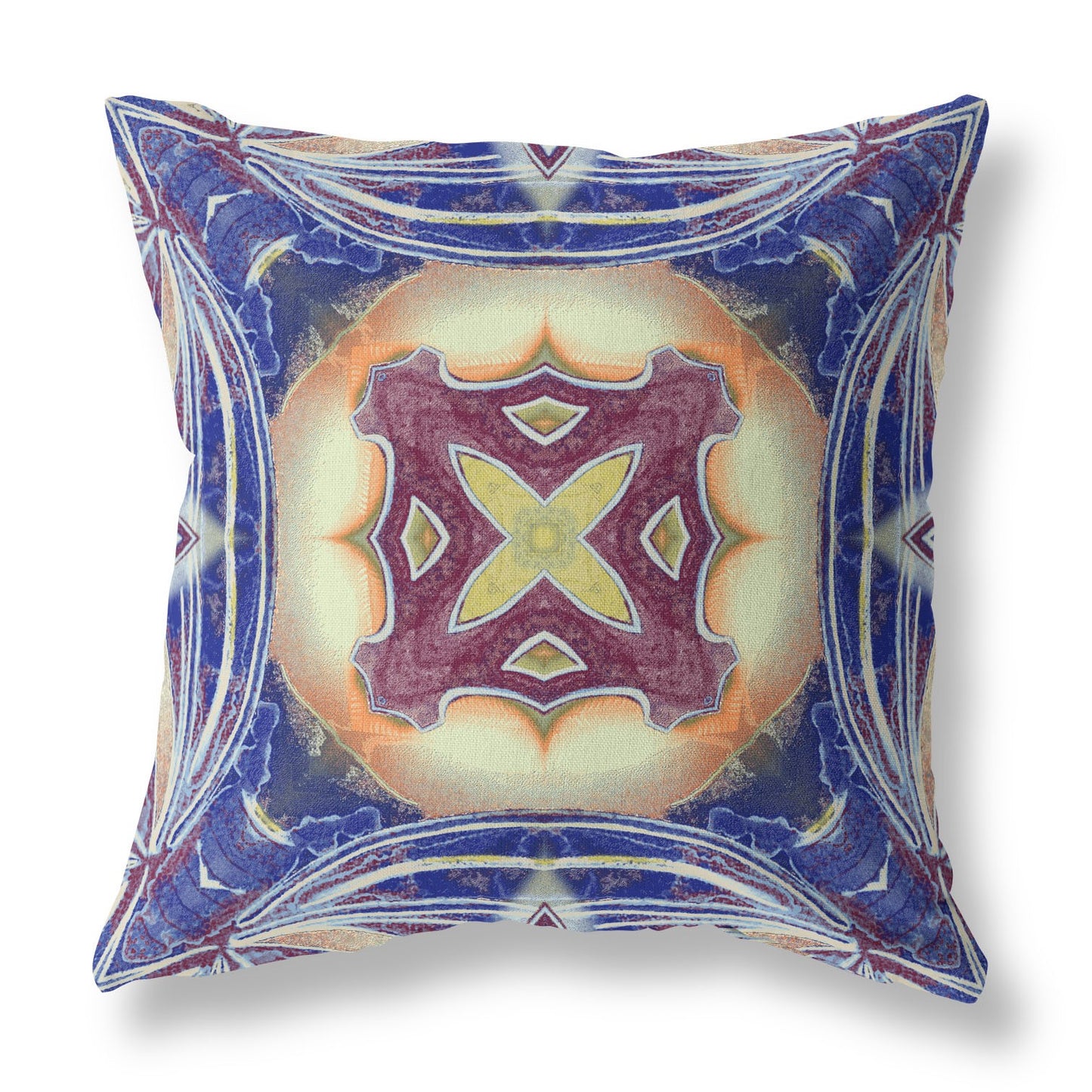 Indigo Cream Geo Tribal Suede Pillow