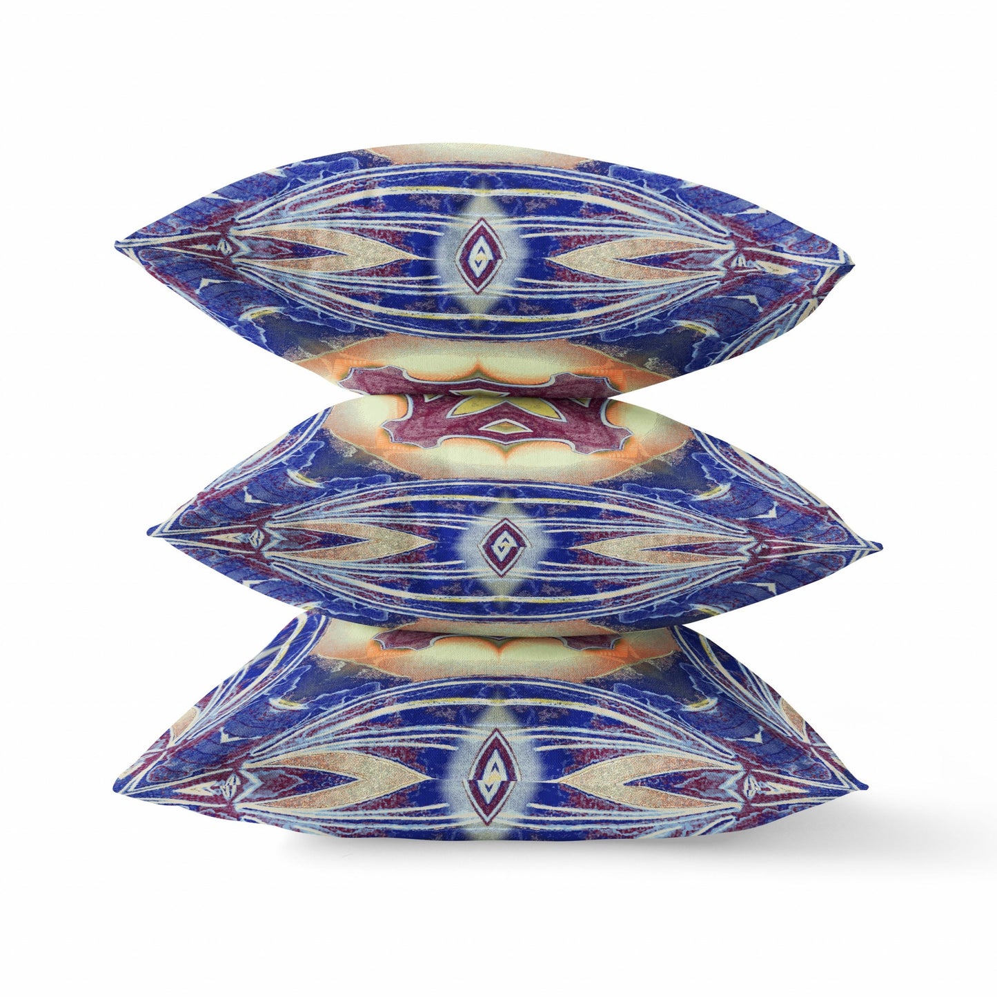 Indigo Cream Geo Tribal Suede Pillow