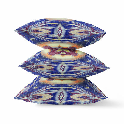 Indigo Cream Geo Tribal Suede Pillow