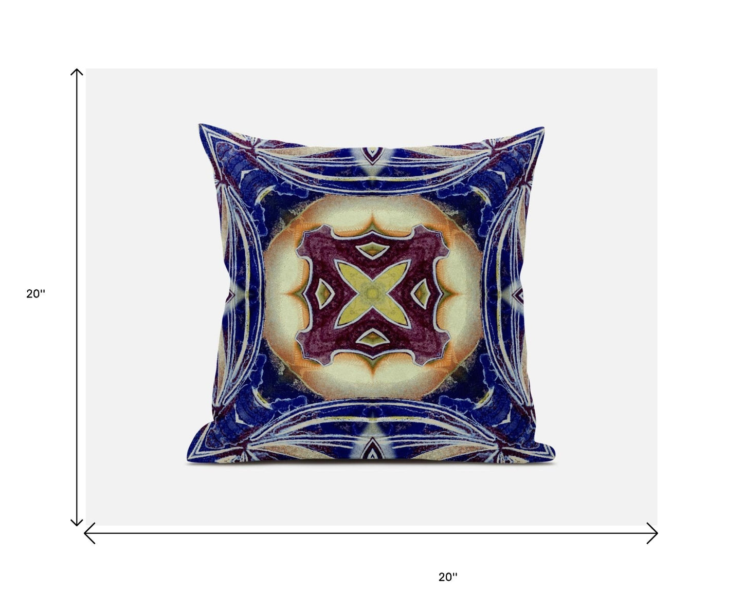 Indigo Cream Geo Tribal Suede Pillow
