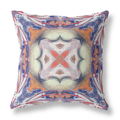 Pale Orange Blue Geo Tribal Suede Pillow