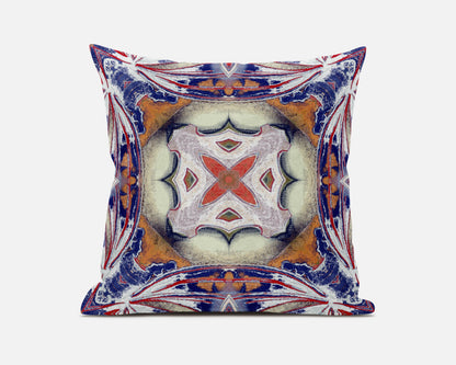Pale Orange Blue Geo Tribal Suede Pillow