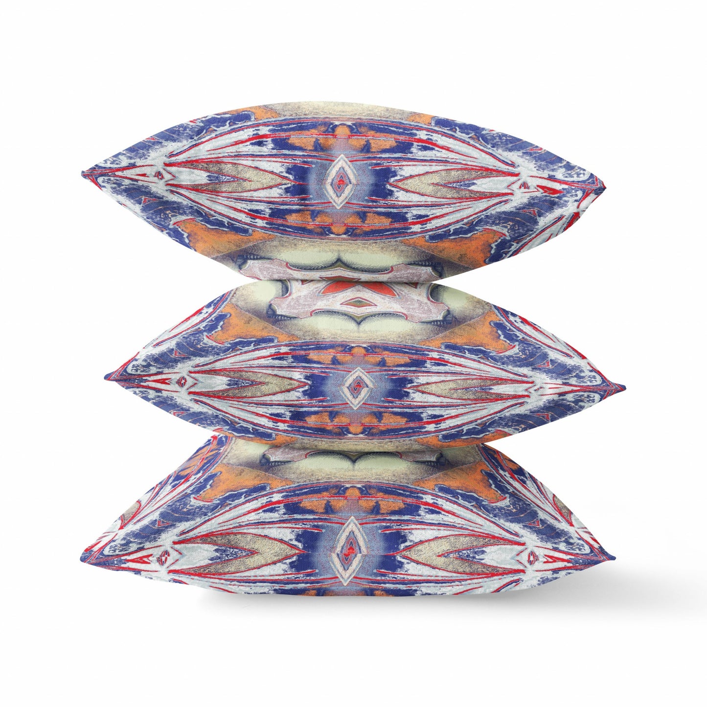 Pale Orange Blue Geo Tribal Suede Pillow