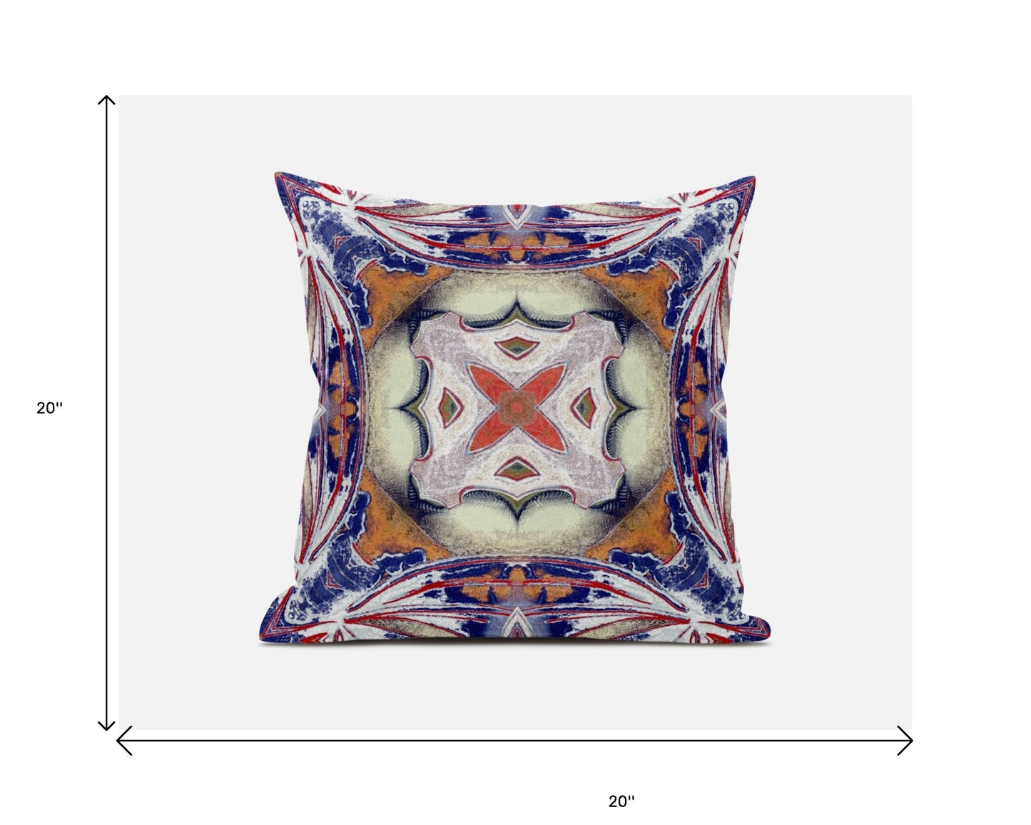 Pale Orange Blue Geo Tribal Suede Pillow