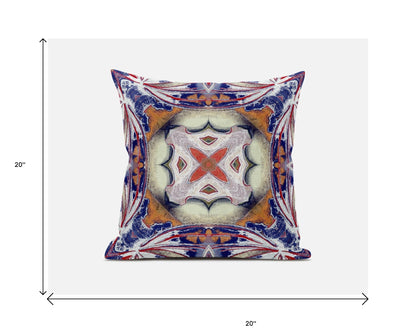 Pale Orange Blue Geo Tribal Suede Pillow