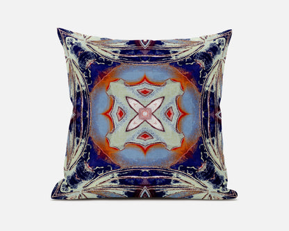 Indigo Orange Geo Tribal Suede Pillow