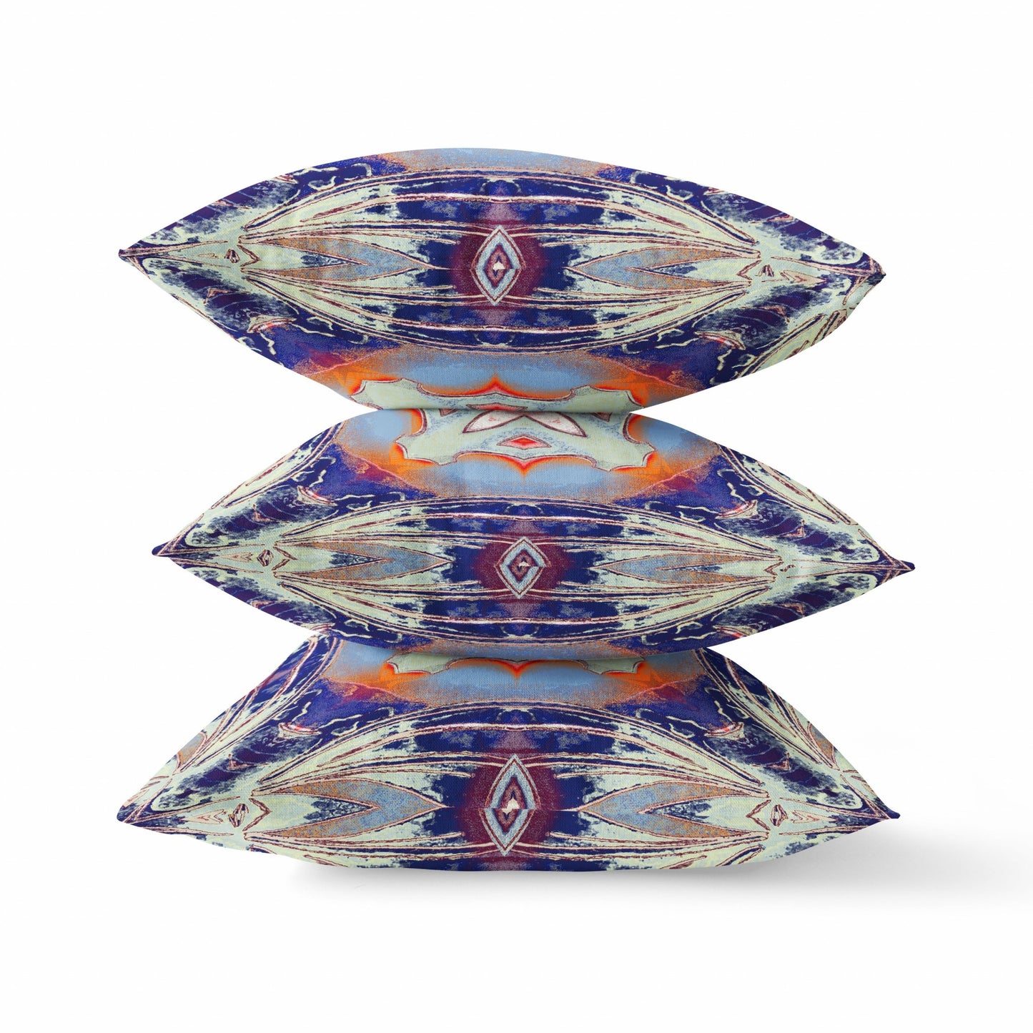 Indigo Orange Geo Tribal Suede Pillow