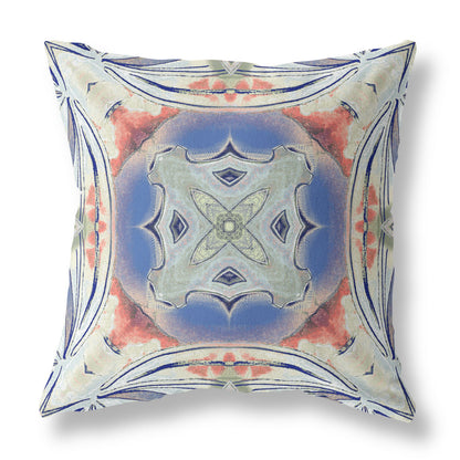 Cream Peach Geo Tribal Suede Pillow