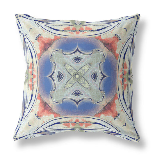 Cream Peach Geo Tribal Suede Pillow