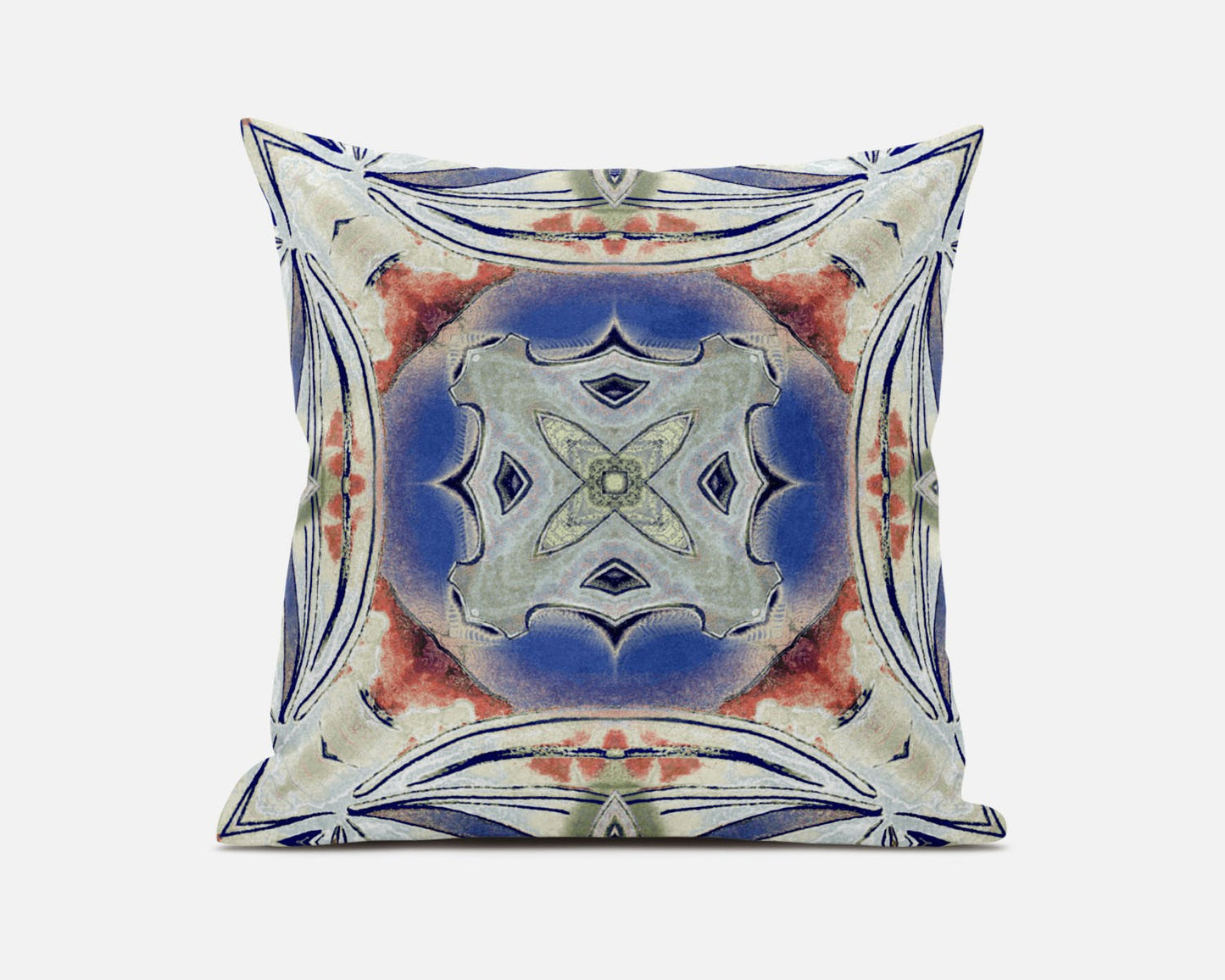 Cream Peach Geo Tribal Suede Pillow