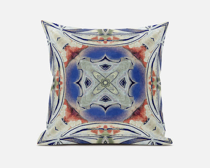 Cream Peach Geo Tribal Suede Pillow
