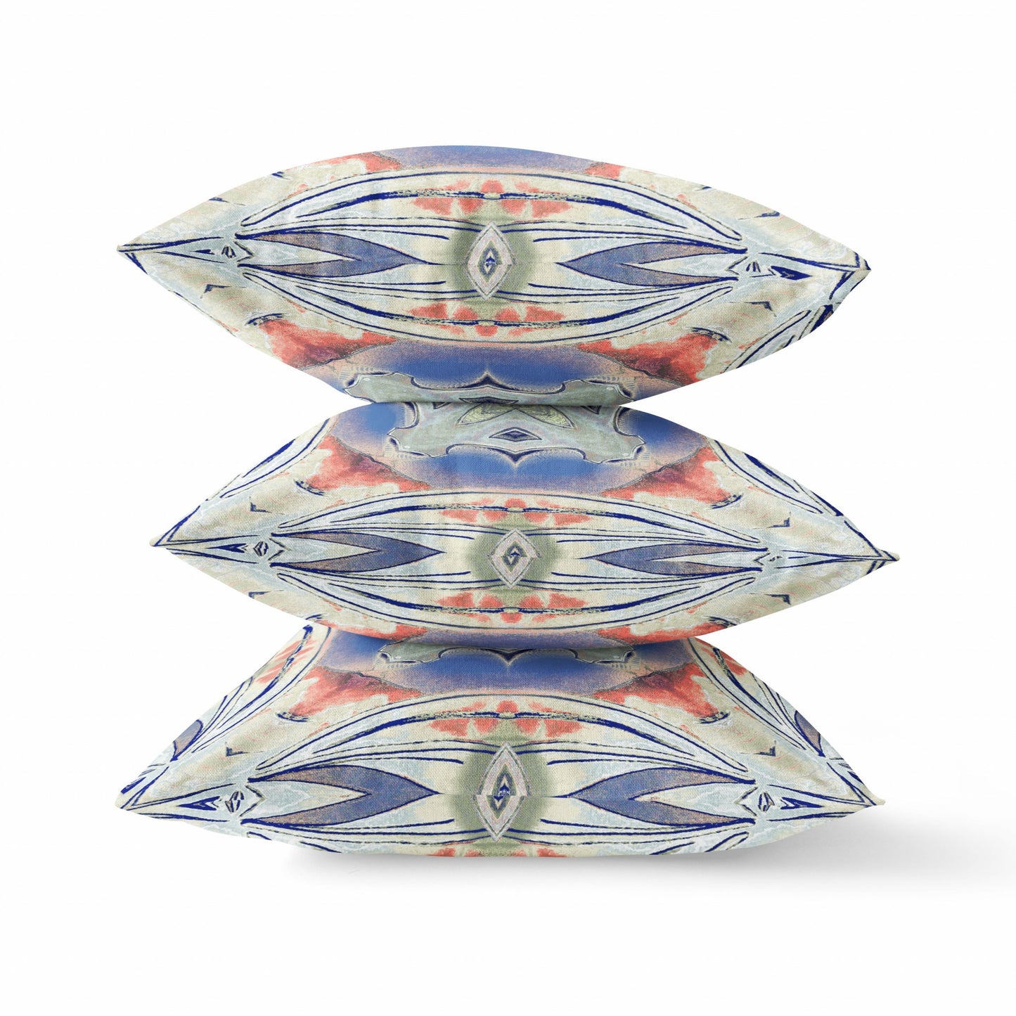Cream Peach Geo Tribal Suede Pillow
