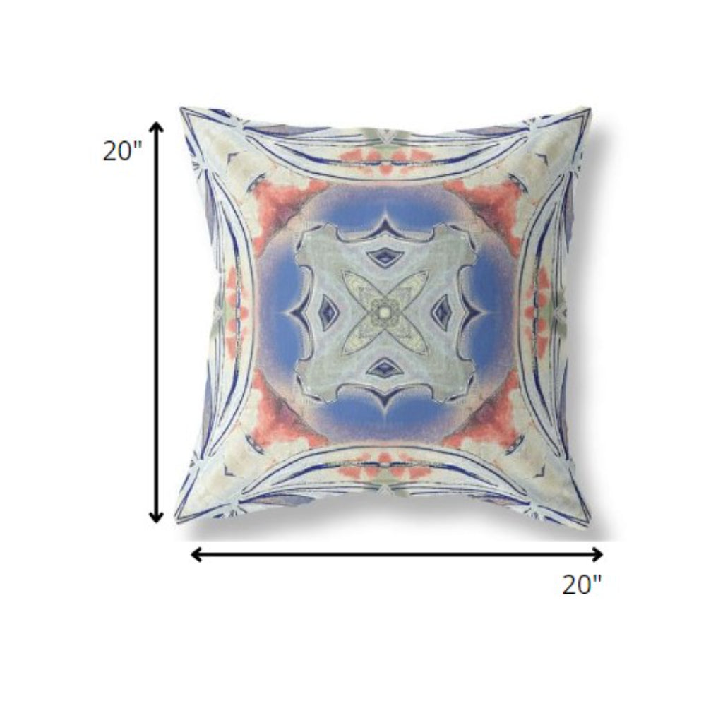Cream Peach Geo Tribal Suede Pillow