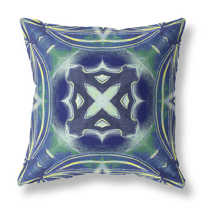 Evening Blue Green Geo Tribal Suede Pillow