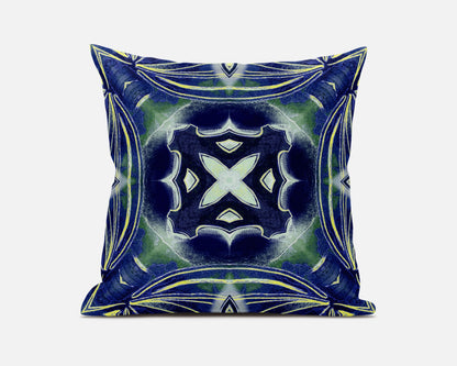 Evening Blue Green Geo Tribal Suede Pillow