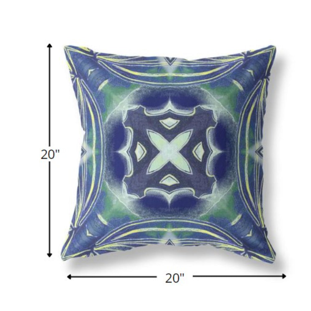 Evening Blue Green Geo Tribal Suede Pillow