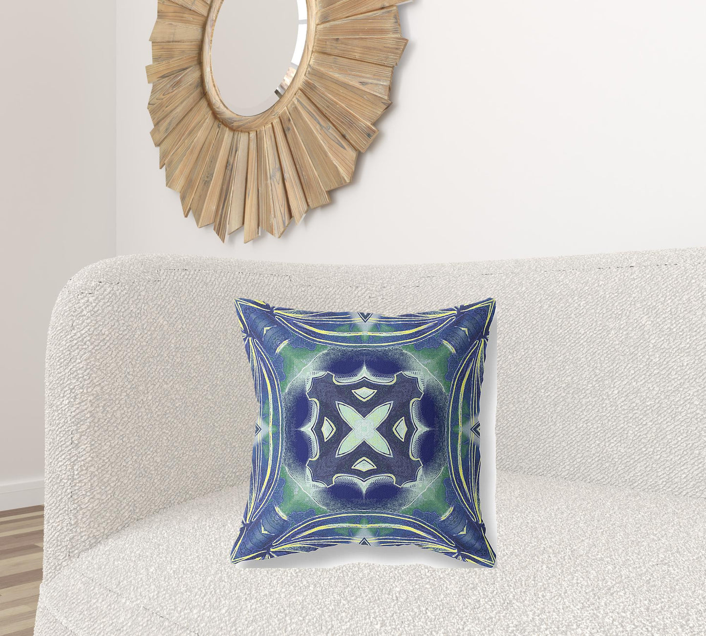 Evening Blue Green Geo Tribal Suede Pillow