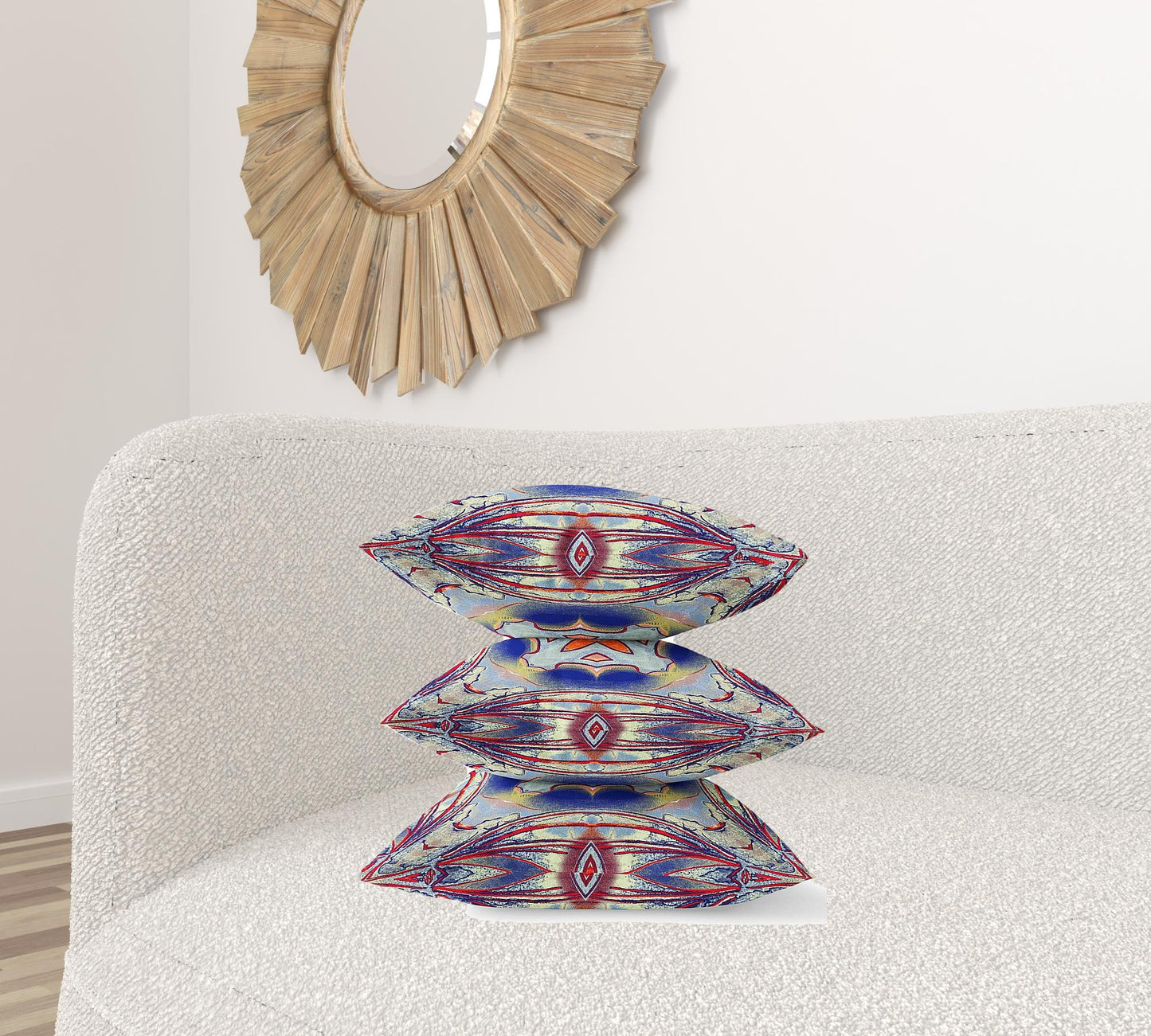 Red Blue Geo Tribal Suede Pillow