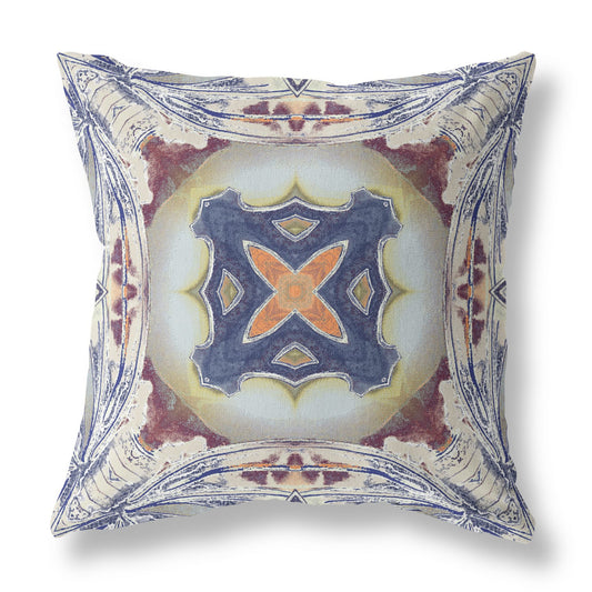Gray Brown Geo Tribal Suede Pillow