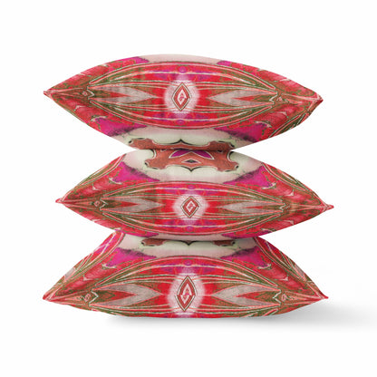 Fuchsia Red Geo Tribal Suede Pillow