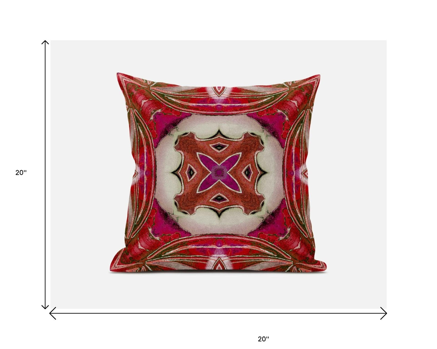 Fuchsia Red Geo Tribal Suede Pillow