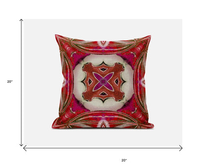 Fuchsia Red Geo Tribal Suede Pillow