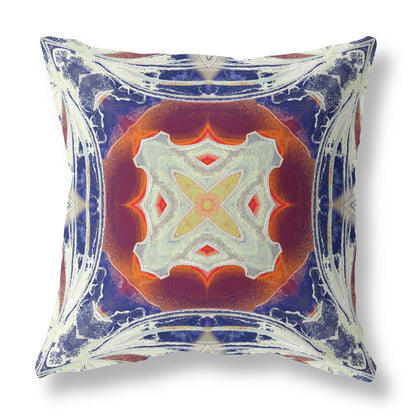 Indigo White Geo Tribal Suede Pillow