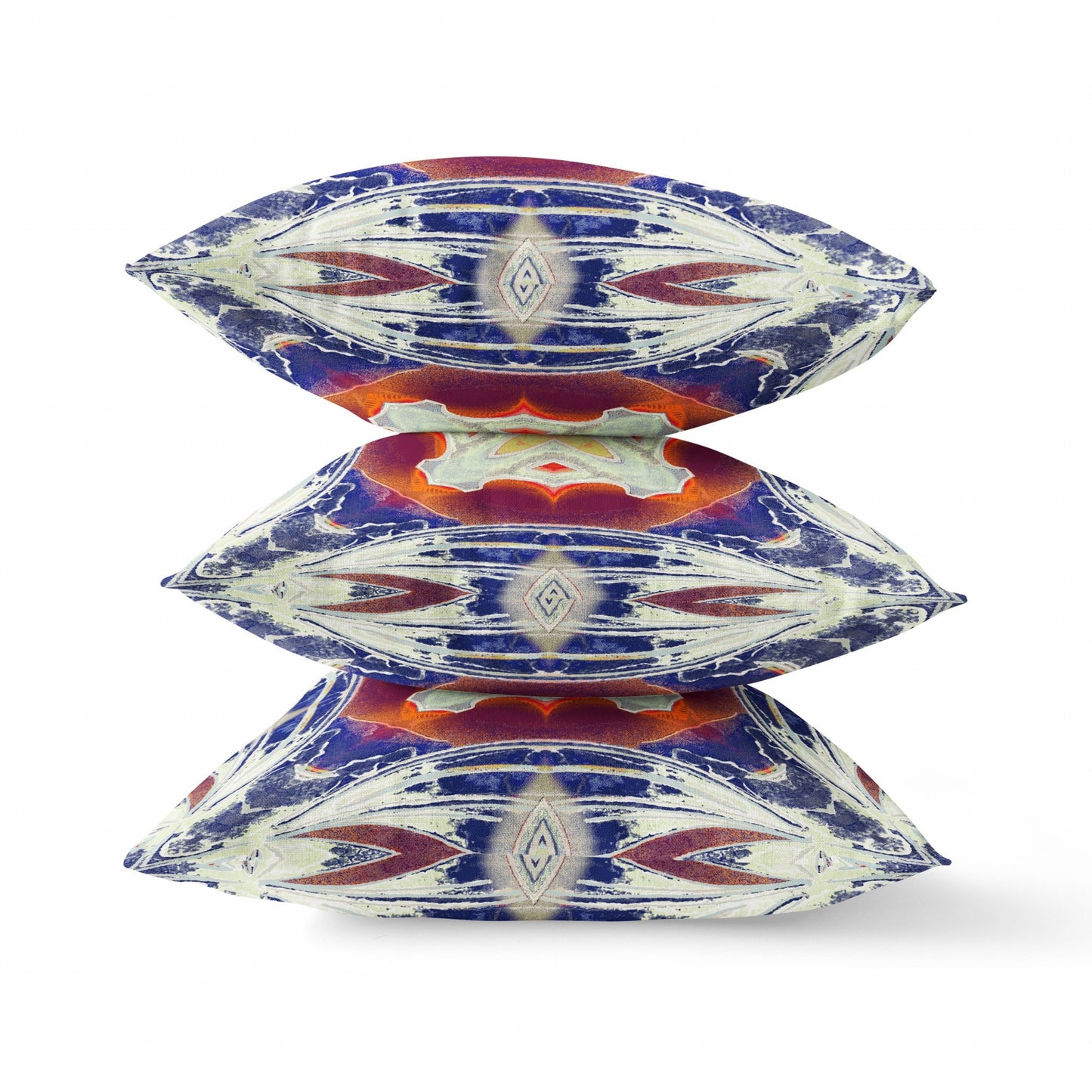 Indigo White Geo Tribal Suede Pillow