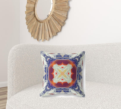 Indigo White Geo Tribal Suede Pillow