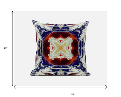 Indigo White Geo Tribal Suede Pillow
