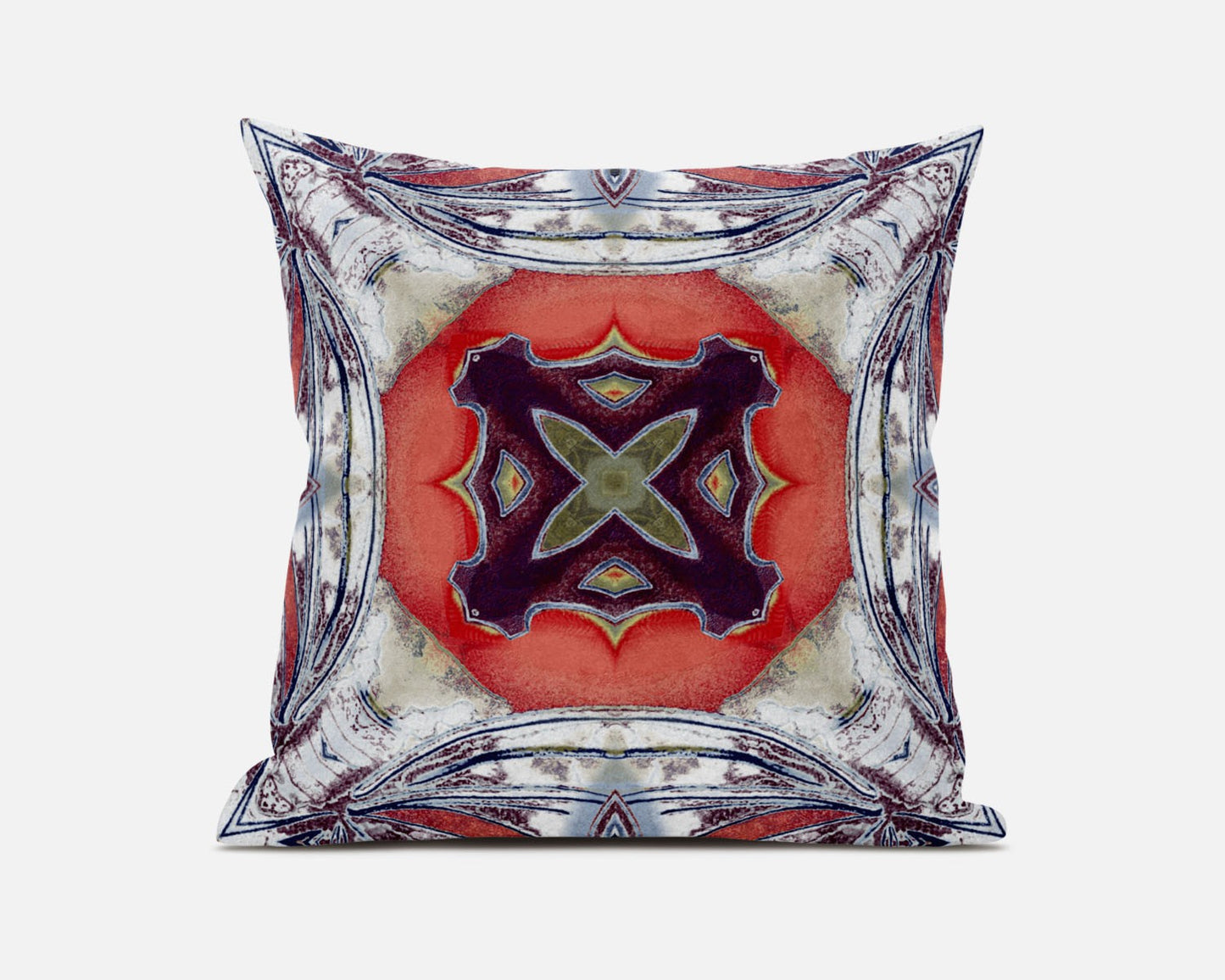 Gray Peach Geo Tribal Suede Pillow