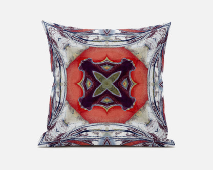 Gray Peach Geo Tribal Suede Pillow