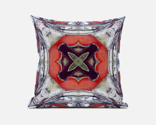 Gray Peach Geo Tribal Suede Pillow