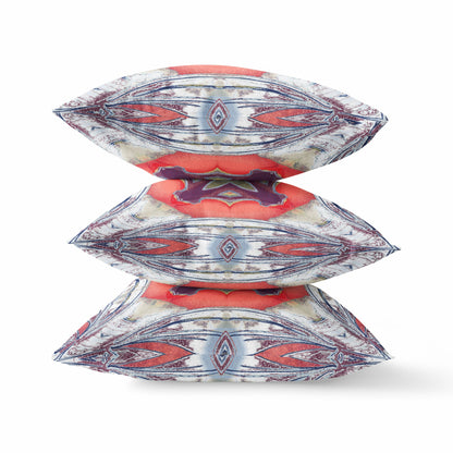 Gray Peach Geo Tribal Suede Pillow